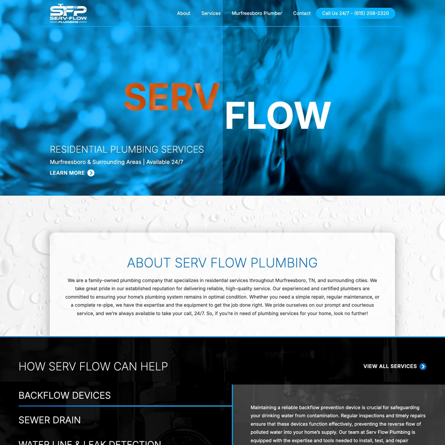 Serv Flow Plumbing web design in Chattanooga